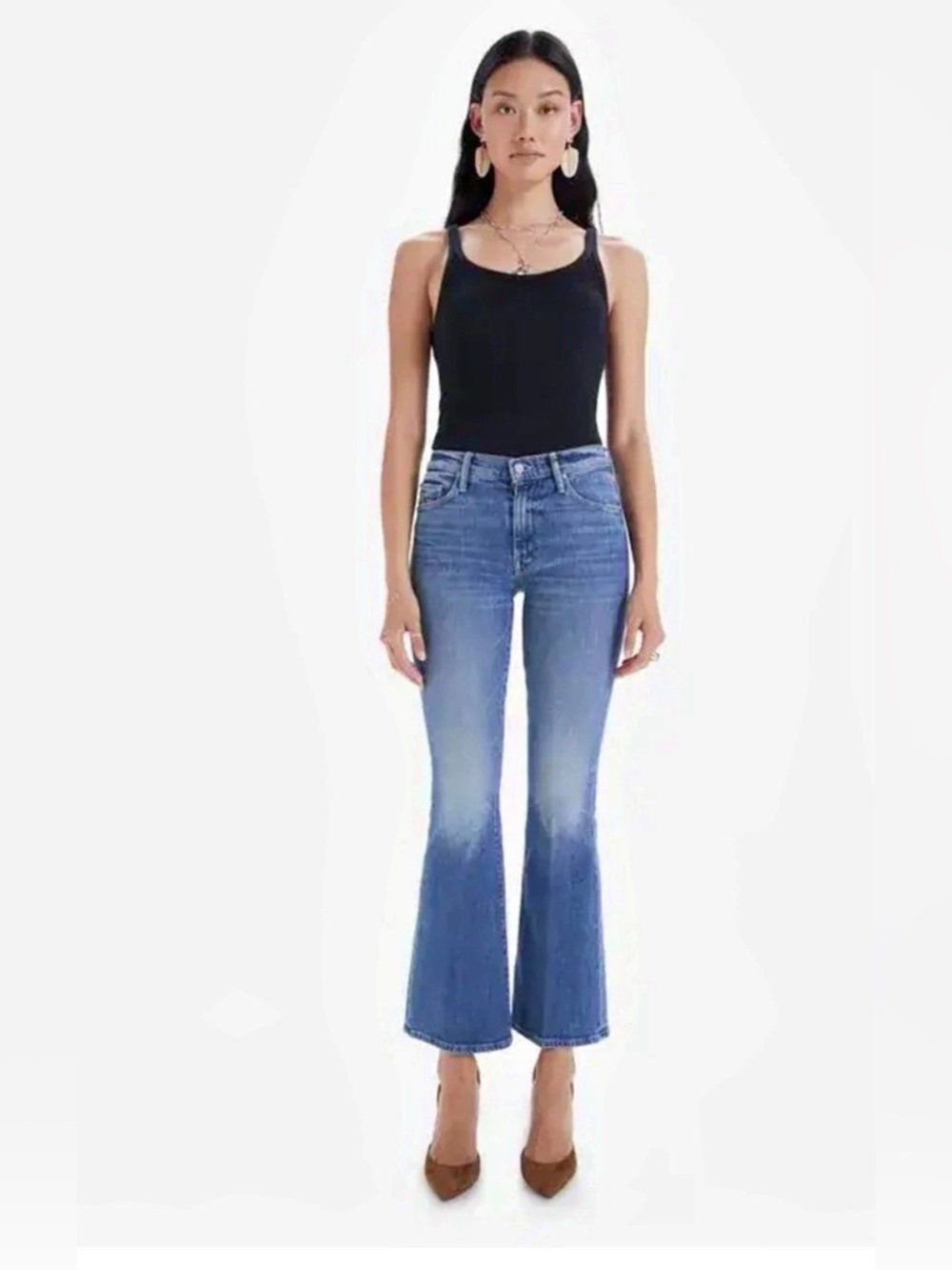 MOTHER The Weekender Flare Jeans in Love Bombs Blue Waist 28